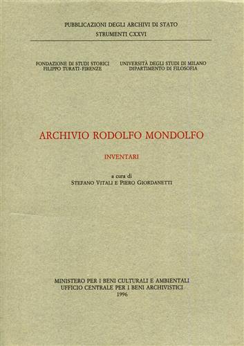 9788871250953-Archivio Rodolfo Mondolfo. Inventari.