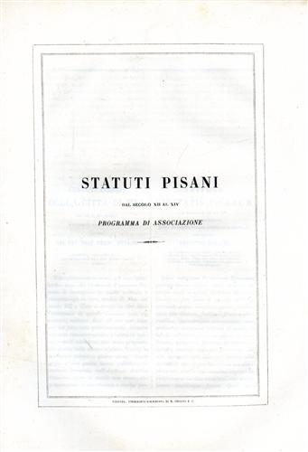 Statuti pisani dal secolo XII al XIV. Programma di associazione.