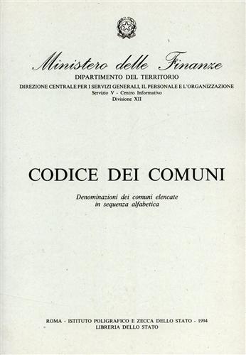 9788824003490-Codice dei comuni. Denominazione dei comuni elencate in sequenza alfabetica.