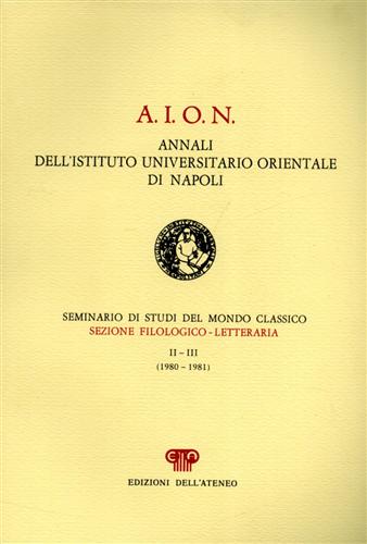 A.I.O.N. Annali dell'Ist.Univ.Orientale di Napoli.