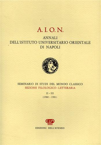 A.I.O.N. Annali dell'Ist.Univ.Orientale di Napoli.