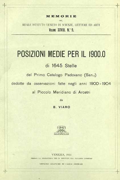 Posizioni medie per il 1900 di 1645 Stelle del Primo Catalogo Padovano (San.1) d