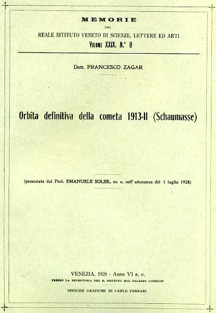 Orbita definitiva della cometa 1913-II. (Schaumasse).