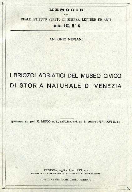 I briozoi adriatici del Museo Civico di Storia Naturale di Venezia.