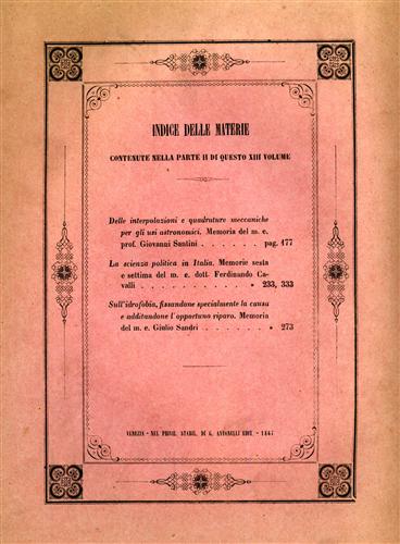 Memorie del Reale Istituto Veneto di Scienze, Lettere ed Arti. Vol.XIII, Parte s