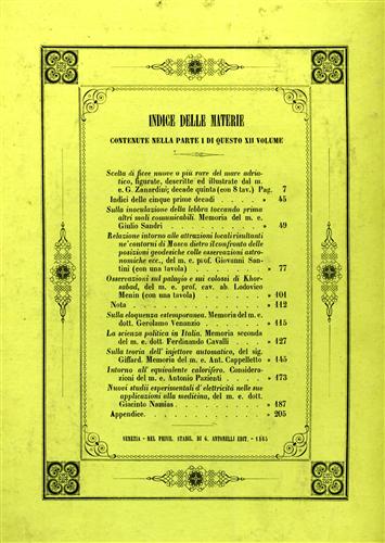 Memorie dell'I. R. Istituto Veneto di Scienze, Lettere ed Arti. Vol.XII, Parte p